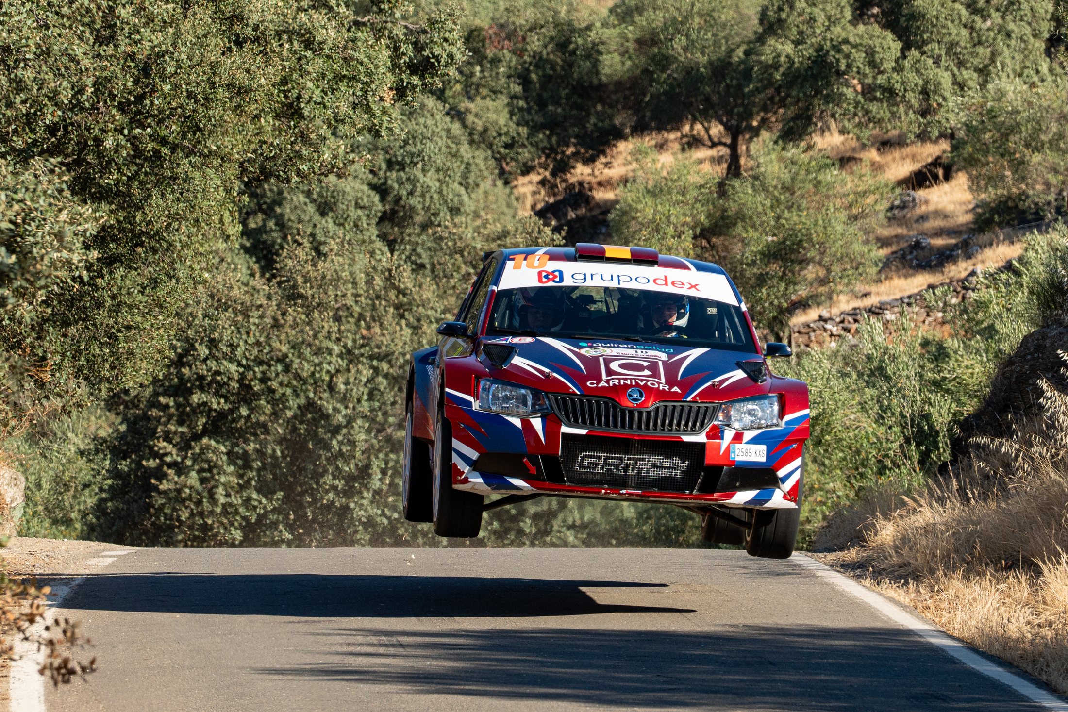Skoda Fabia R5 saltando en tramo